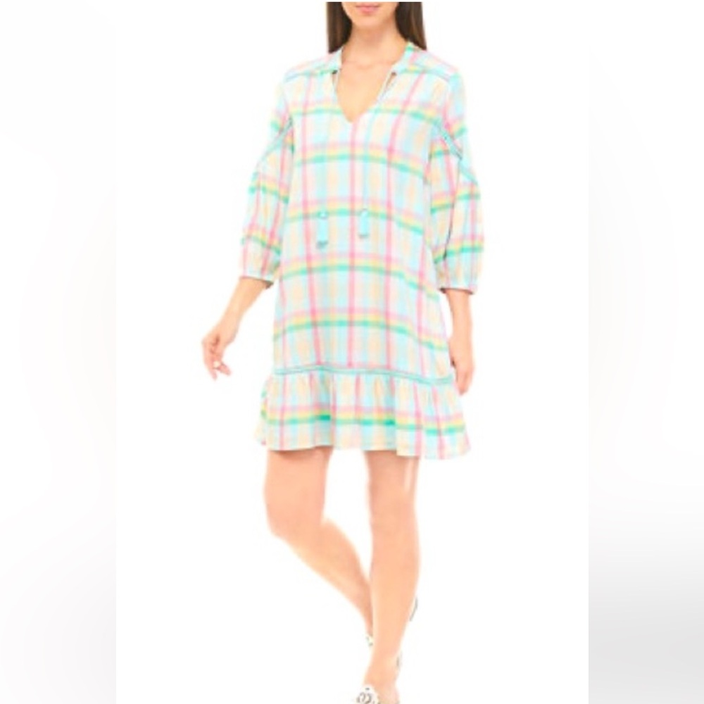 Crown & Ivy Pastel Plaid Peasant Style Dress - Size XL
